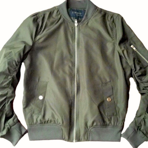 inso collection Jackets & Blazers - INSO Green Zip Up Bomber Jacket Medium